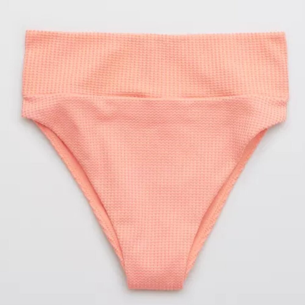 Aerie Waffle High Cut Cheeky Bikini Bottom